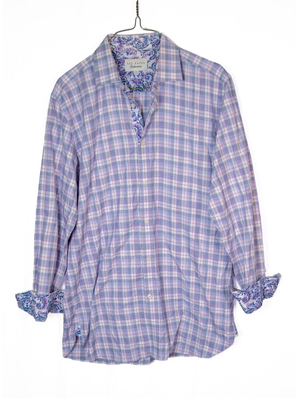 Ted Baker Endurance Shirt Button Down Purple Contrast Cuffs Men’s 15.5 - 32/33